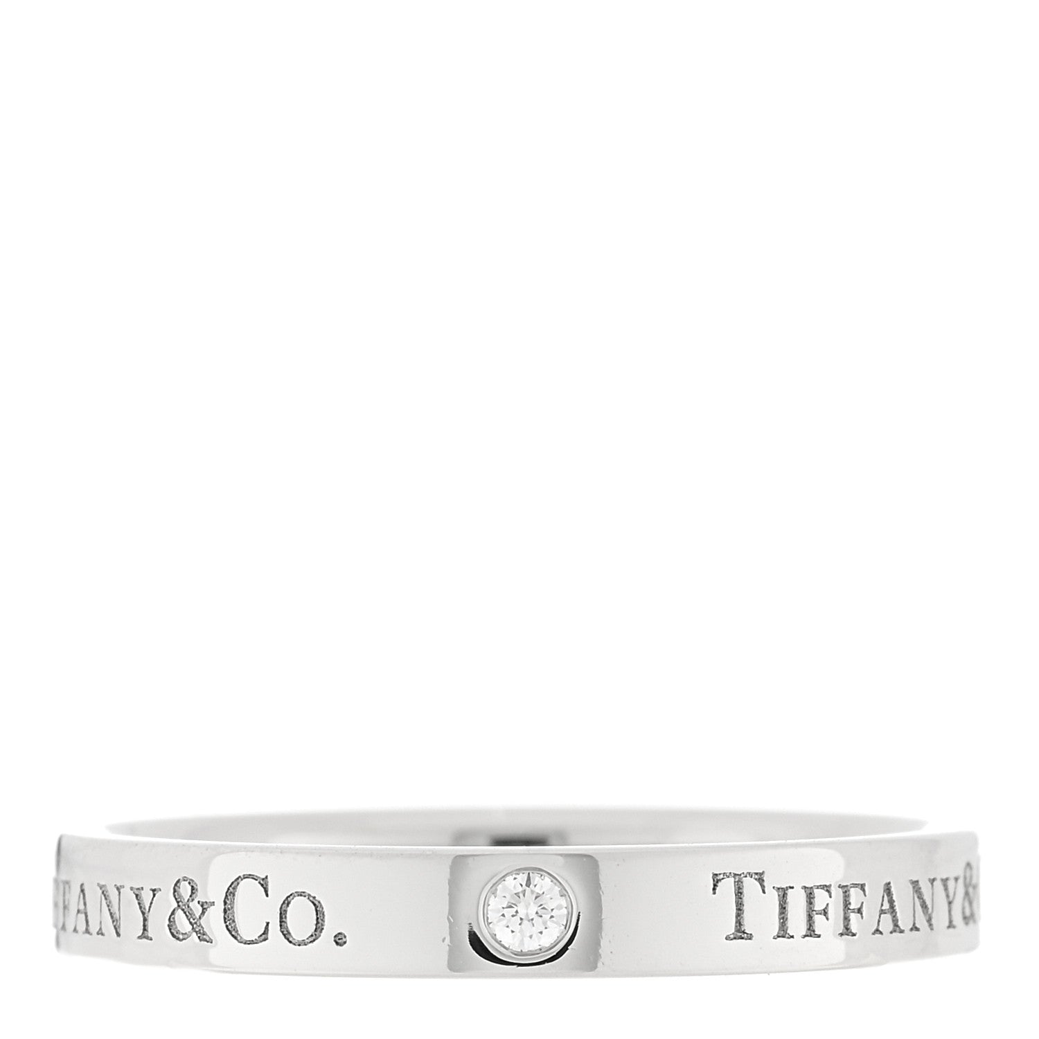 Tiffany Platinum Diamond Logo Band Ring 58 8.25 3 of 5