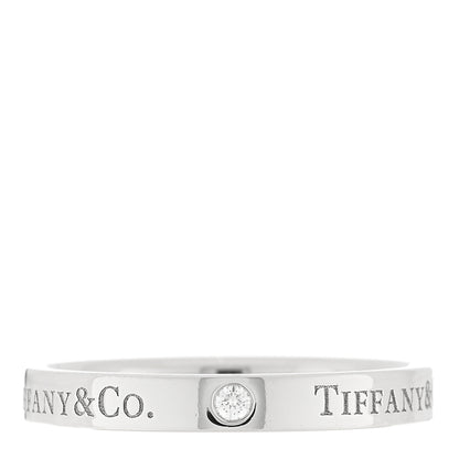 Tiffany Platinum Diamond Logo Band Ring 58 8.25 3 of 5