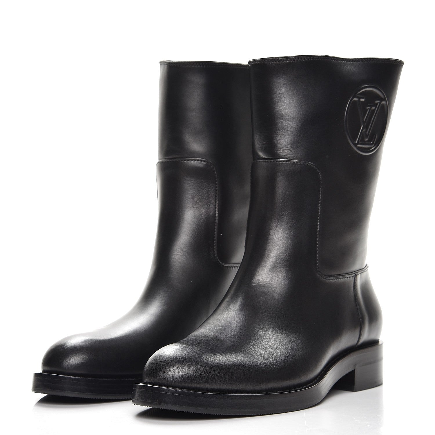 Louis Vuitton Calfskin Overdrive Flat Calf High Boots 39.5 Black 3 of 9