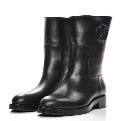 Louis Vuitton Calfskin Overdrive Flat Calf High Boots 39.5 Black 3 of 9