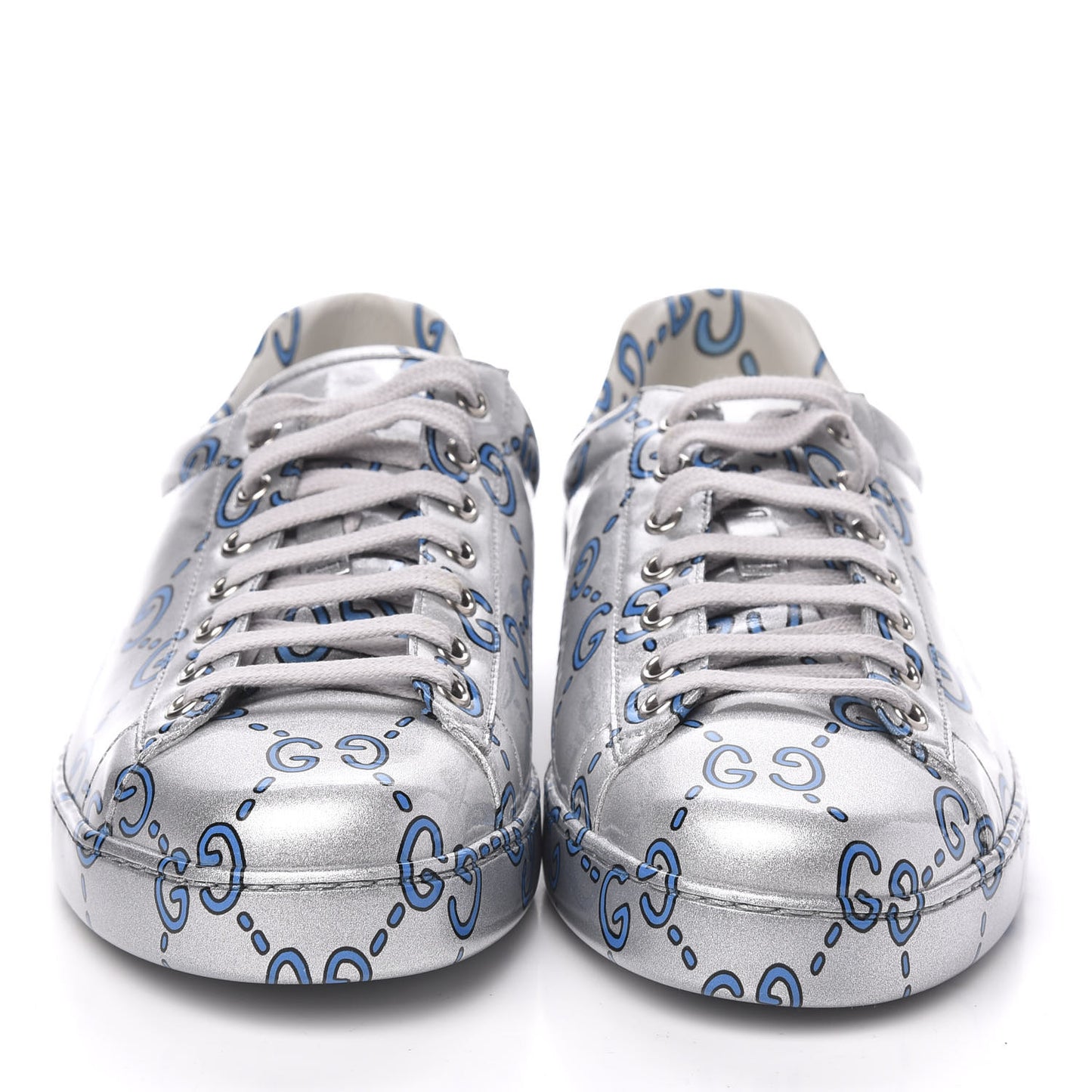 Miro Rubber Wax GucciGhost Print Mens New Ace Sneakers 9 Silver