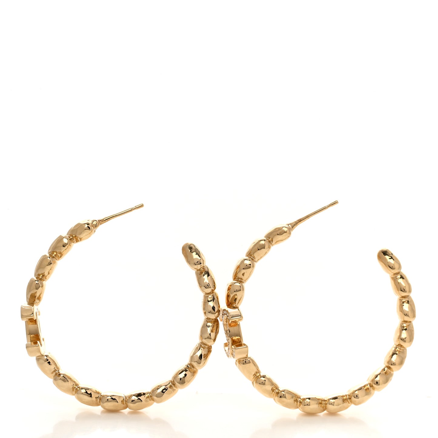 Crystal Heart CC Hoop Earrings Gold