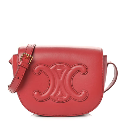 Celine Smooth Calfskin Cuir Triomphe Folco Crossbody Bag Lipstick 1 of 8