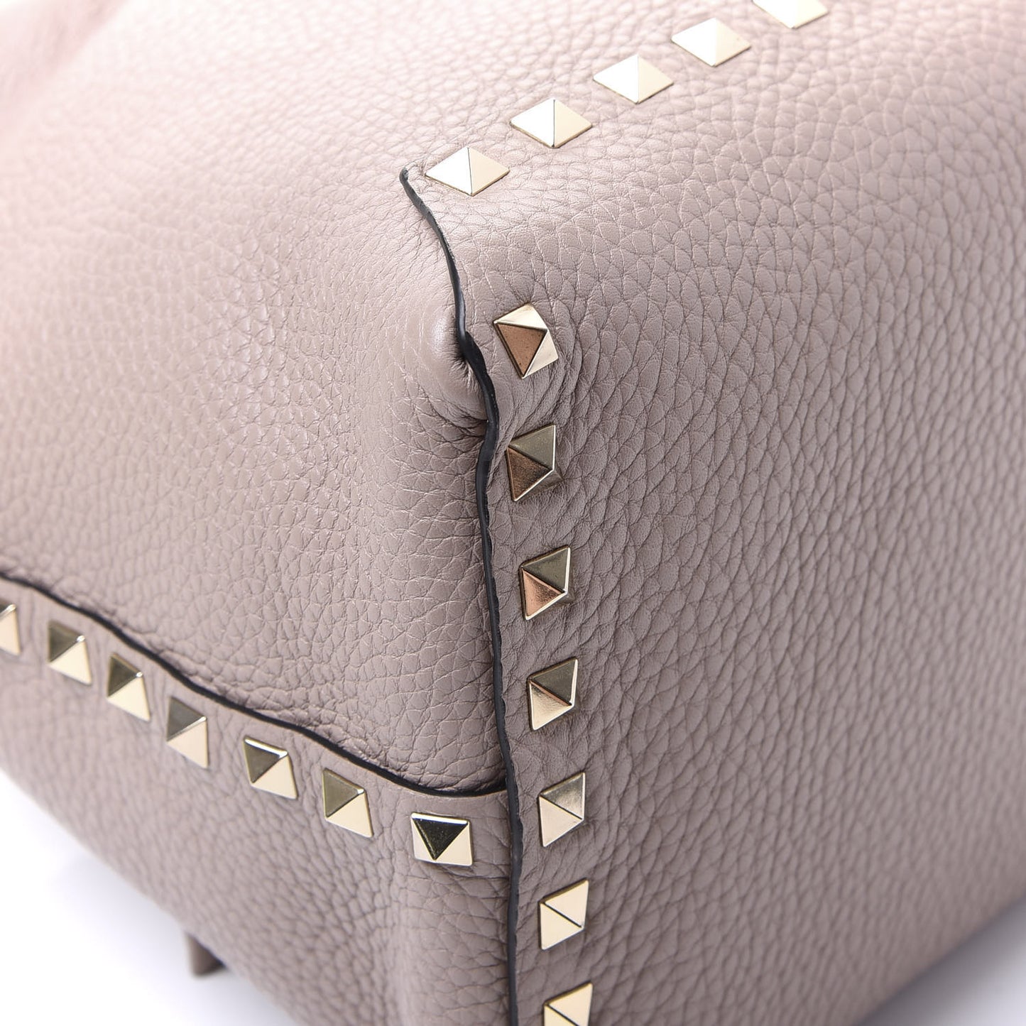Grained Calfskin Rockstud Mini Bucket Bag Poudre