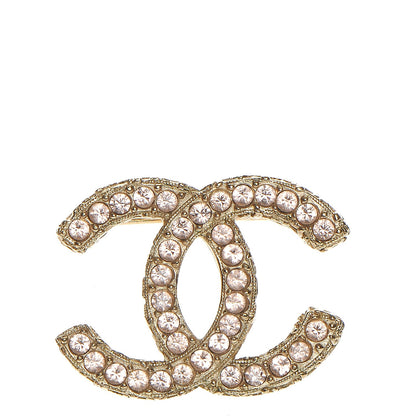 Chanel Crystal CC Brooch Light Gold Pink 1 of 5