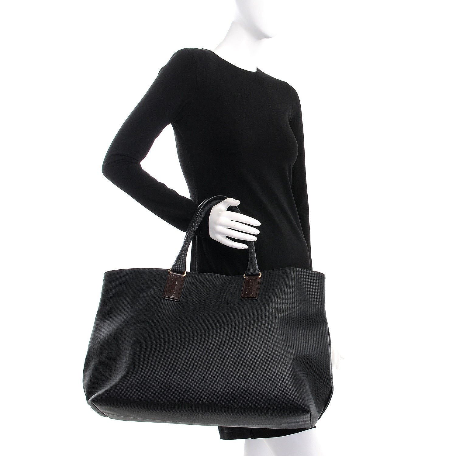 BottegaVeneta ボッテガヴェネタ マルコポーロMARCOPOLO Bottega Veneta Rubberized Canvas Large Marco Polo Tote Black