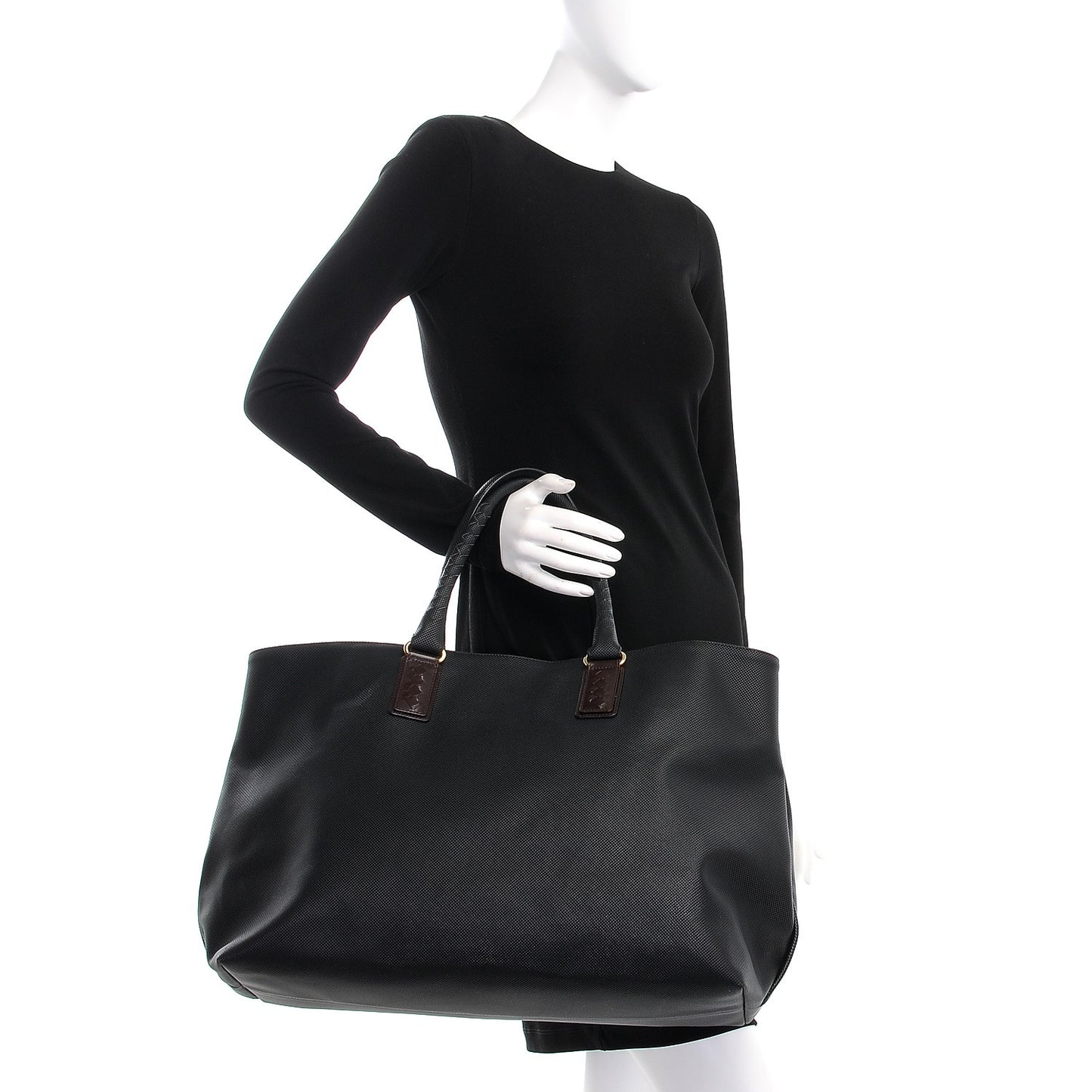 Rubberized Canvas Large Marco Polo Tote Black