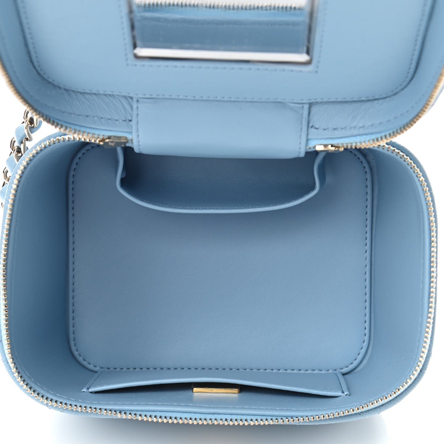 Chanel Caviar Quilted Top Handle Vanity Case With Chain Blue 5 of 12