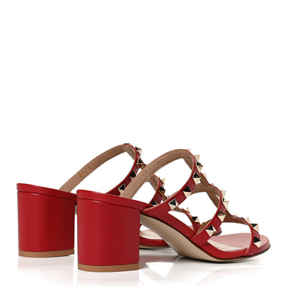 Valentino Garavani Calfskin Rockstud 60mm Caged Slide Sandals 36 Rosso Valentino 4 of 13