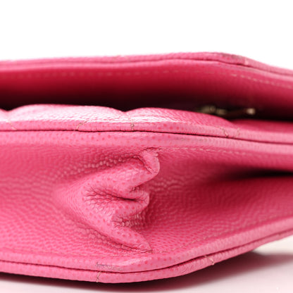 Chanel Caviar Quilted Wallet on Chain WOC Pink 11 of 13