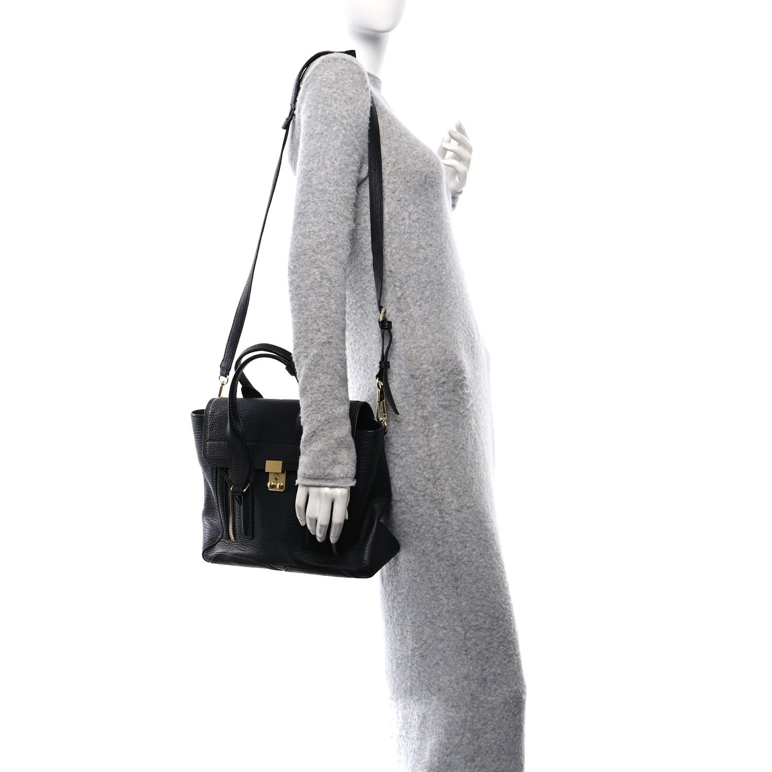 3.1 Phillip Lim Textured Calfskin Medium Pashli Satchel Black 2 of 10