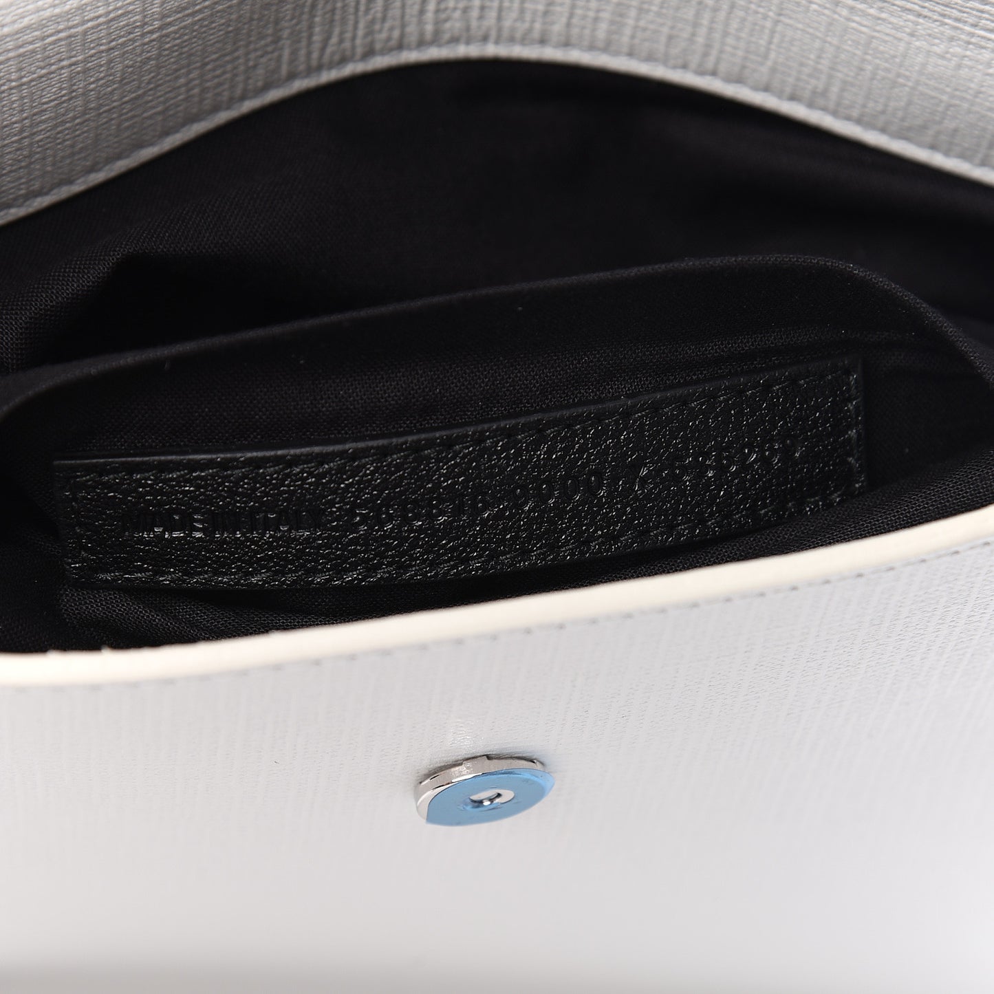 Squared Calfskin Logo Shopping Envelope Clutch White