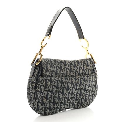 Christian Dior Monogram Double Saddle Bag Navy Blue 3 of 12