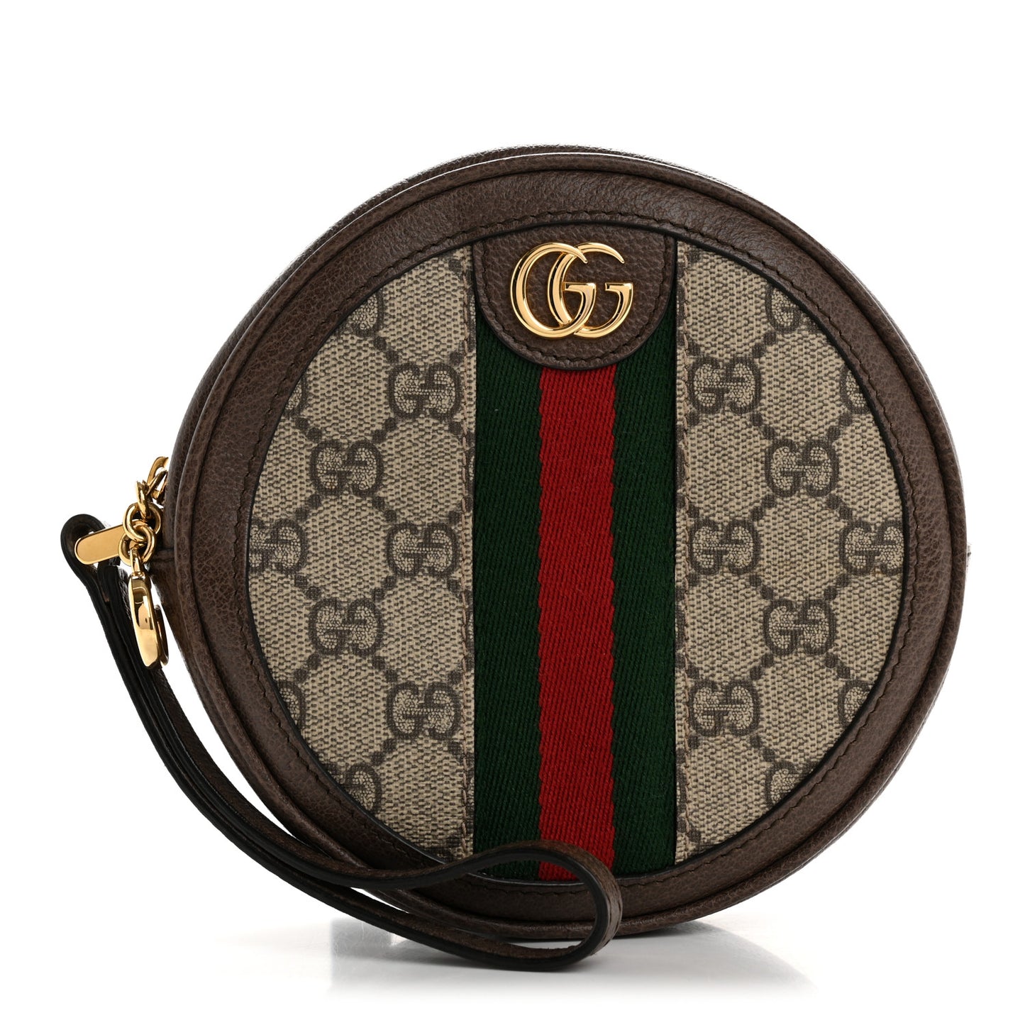 GG Supreme Monogram Web Ophidia Circle Wristlet Beige New Acero