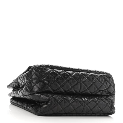 Chanel Metallic Aged Calfskin Quilted Reissue 2.55 Accordion Flap Black 4 of 10