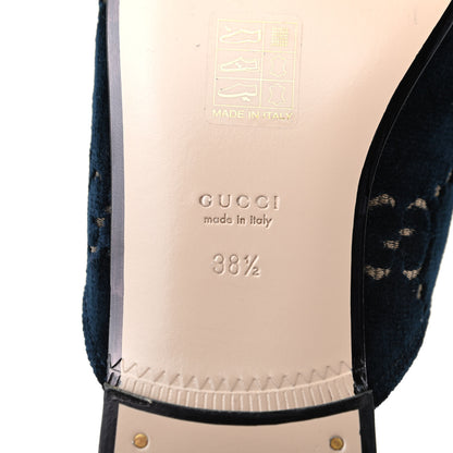 Gucci Velvet GG Monogram Womens Princetown Slippers 38.5 Blue Beige 7 of 8