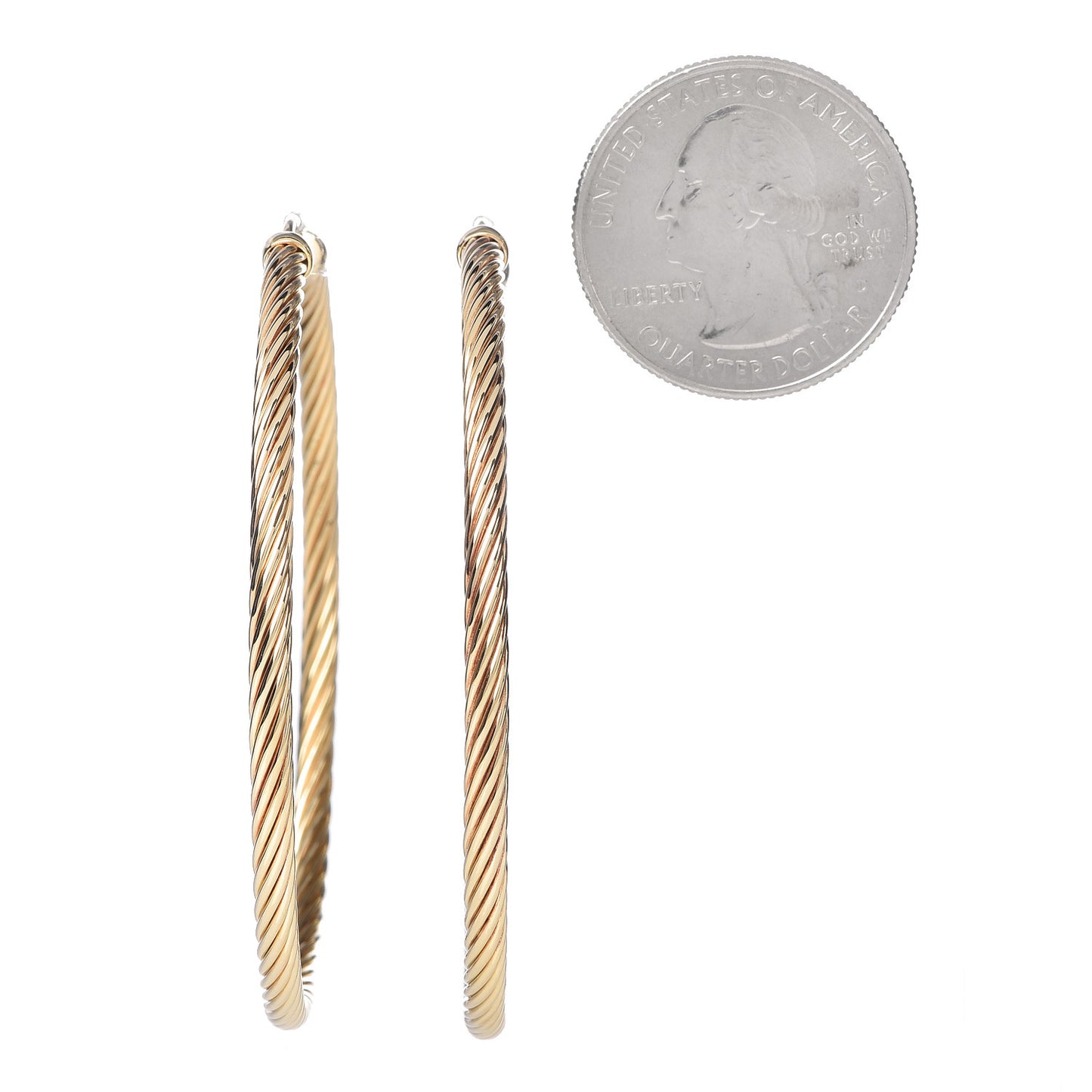 18K Yellow Gold Large Cable Classics Hoop Earrings