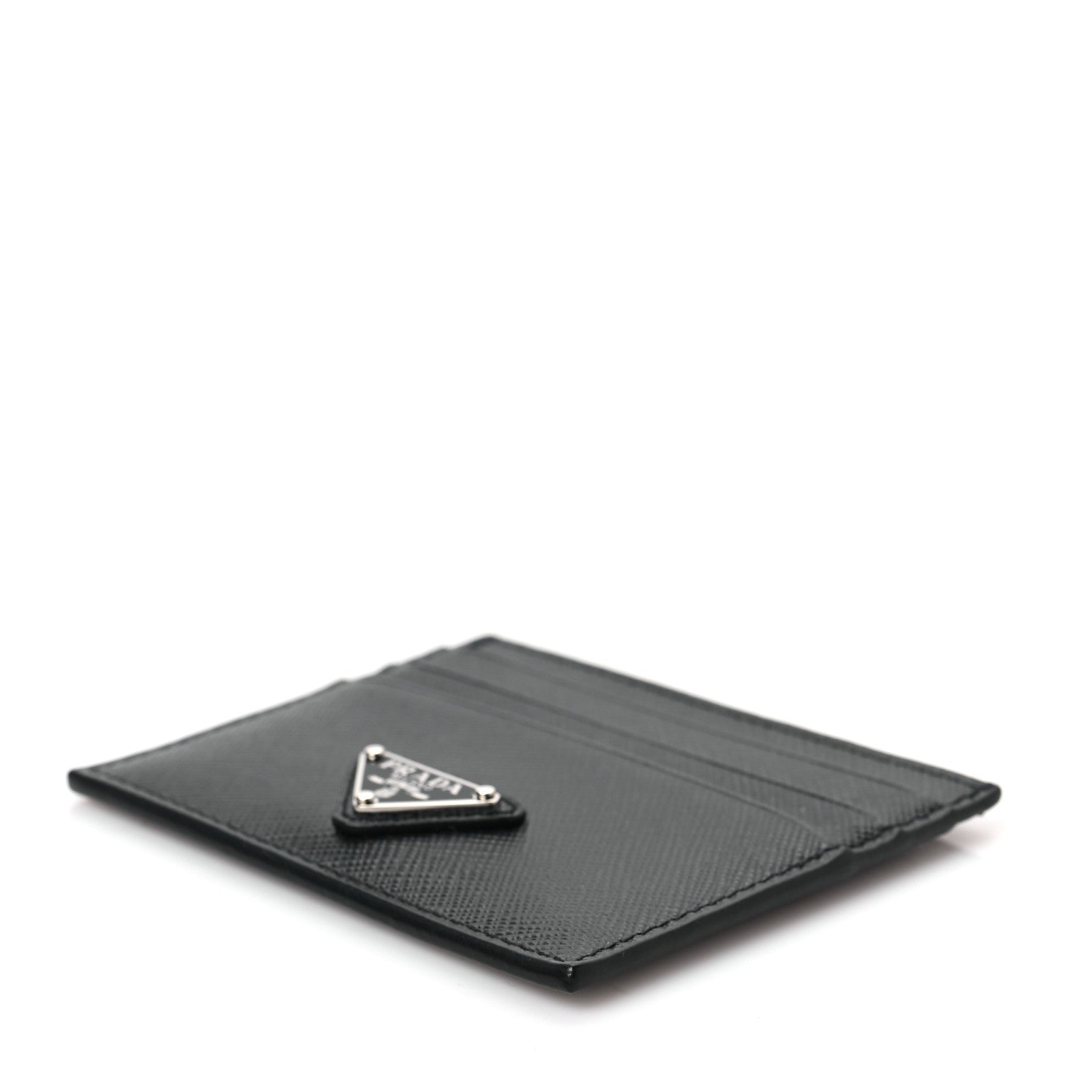 Prada Saffiano Triangle Card Holder Black 7 of 7