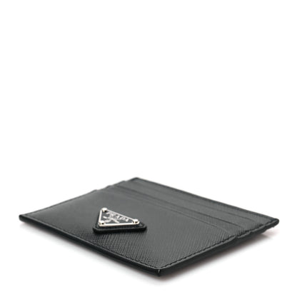 Prada Saffiano Triangle Card Holder Black 7 of 7