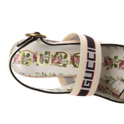Gucci Malaga Kid Bow Ace Stripe Mid Heel Slingback Pumps 38.5 Beige 7 of 9