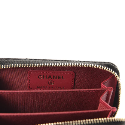 Chanel Shiny Goatskin Quilted Chanel 19 Zip Around Coin Purse Wallet Black 6 of 8