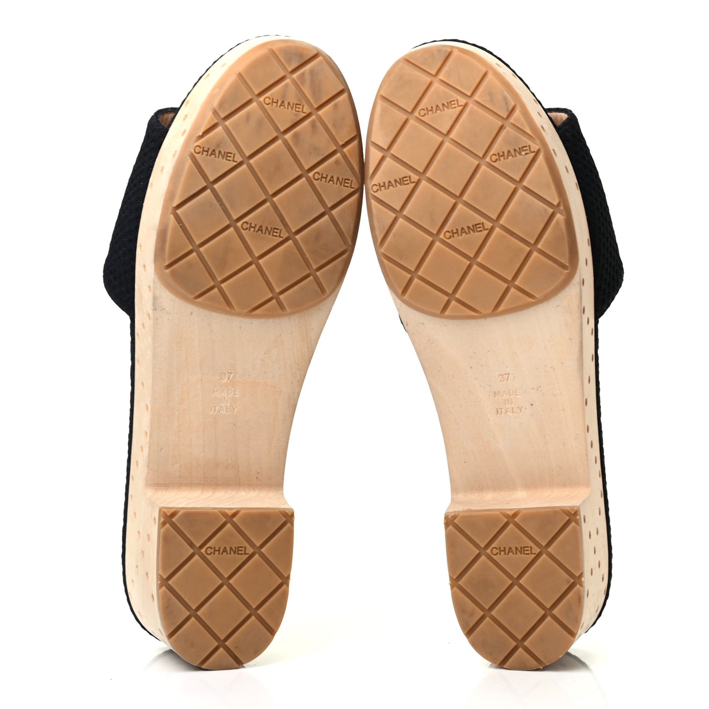 Wood Mesh CC Mules 37 Black