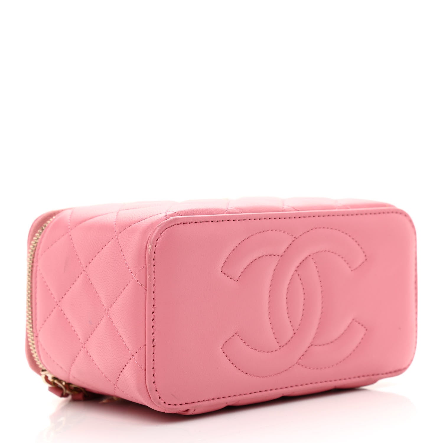 Chanel Lambskin Quilted Small Top Handle Vanity Case With Chain Dark Pink 3 of 10
