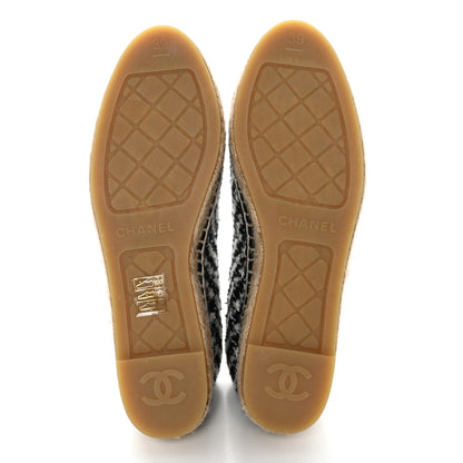 Chanel Tweed Lambskin CC Espadrilles 39 White Black 5 of 10
