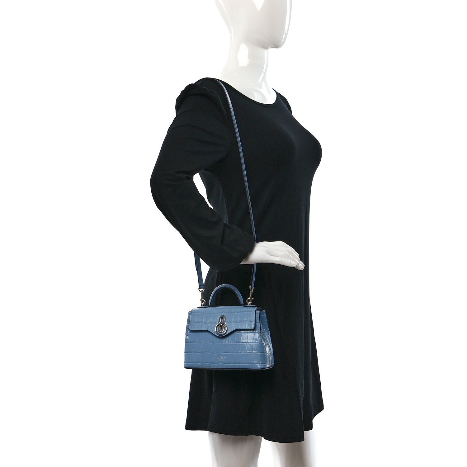 Mulberry Shiny Croc Calfskin Embossed Micro Seaton Blue 2 of 9