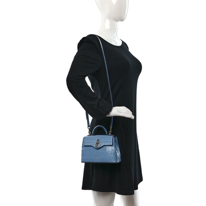 Mulberry Shiny Croc Calfskin Embossed Micro Seaton Blue 2 of 8