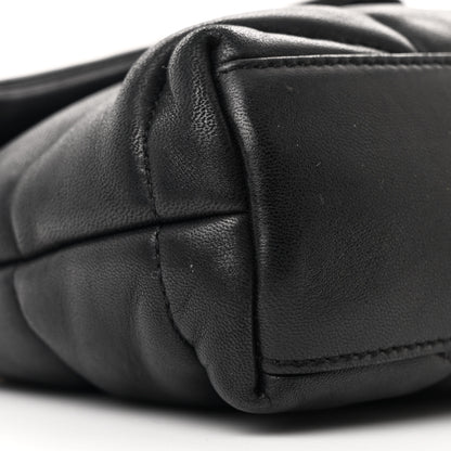 Saint Laurent Lambskin Quilted Toy Loulou Puffer Monogram Chain Satchel Black 9 of 10