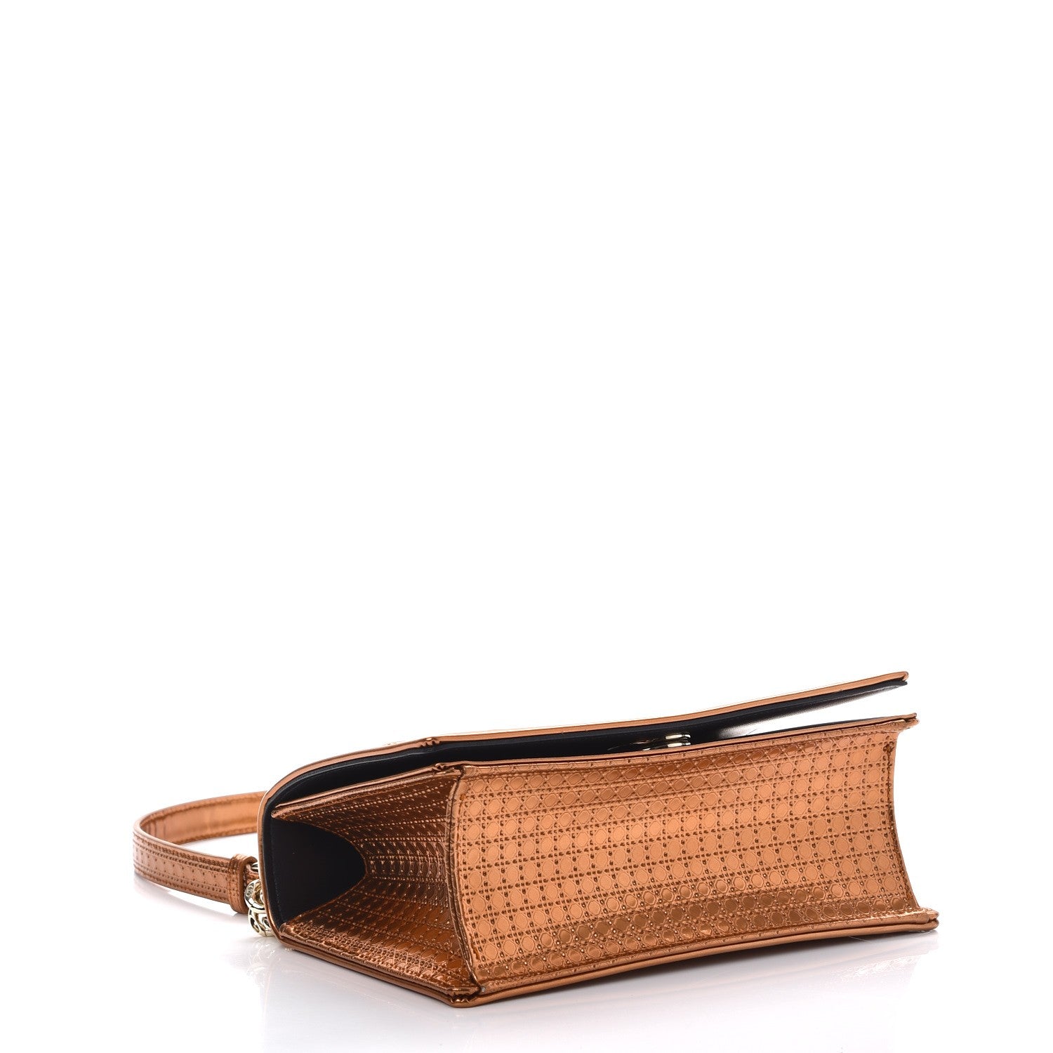 Christian Dior Metallic Patent Micro-Cannage Small Diorama Flap Bag Orange 4 of 8