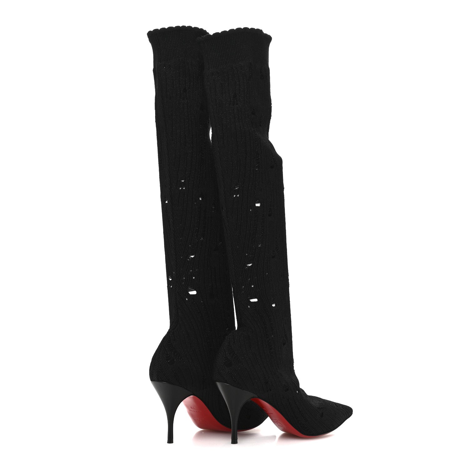 Christian Louboutin Tricot Lurex Sandrine 80 Sock Knee Boots 36 Black 4 of 7