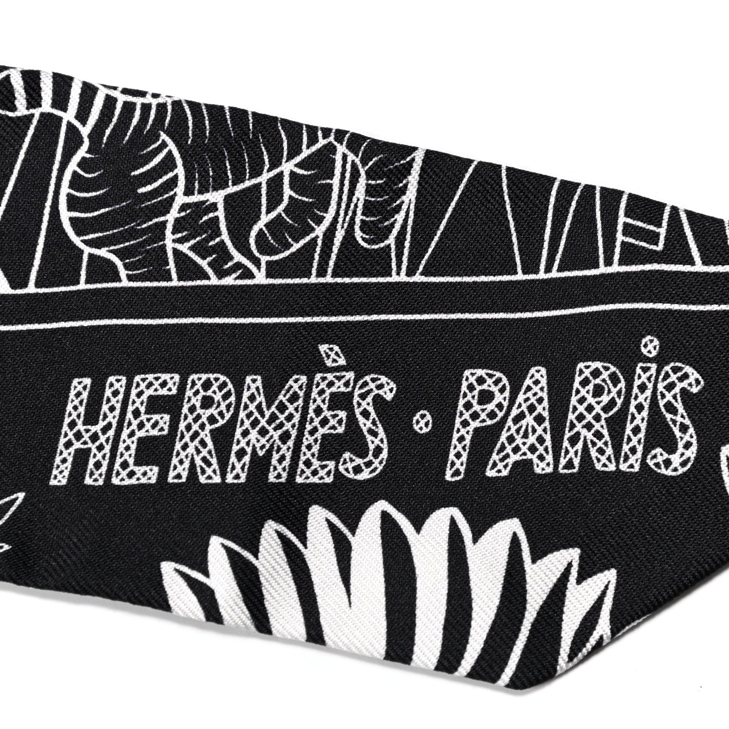Hermes Silk Animapolis Twilly Black White 5 of 5