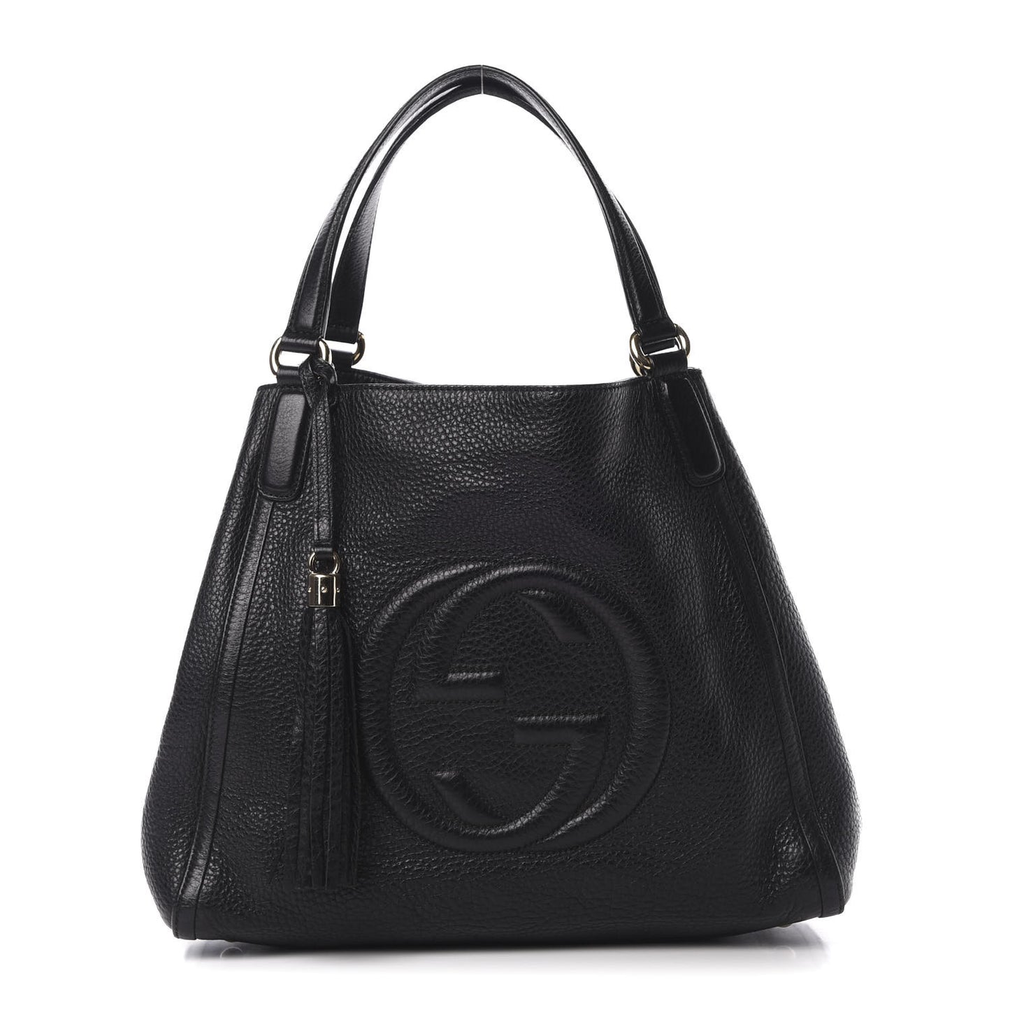 Pebbled Calfskin Medium Soho Shoulder Bag Black