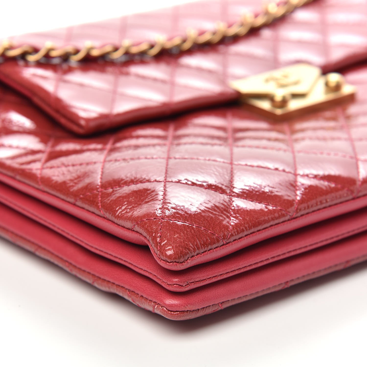 Chanel Patent Goatskin Quilted 3 Pocket Accordion Flap Red 9 of 11