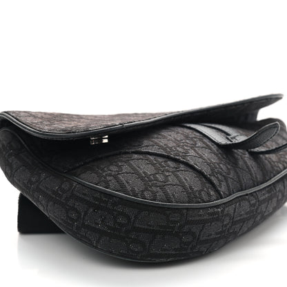 Christian Dior Oblique Mens Saddle Bag Black Blue 9 of 12