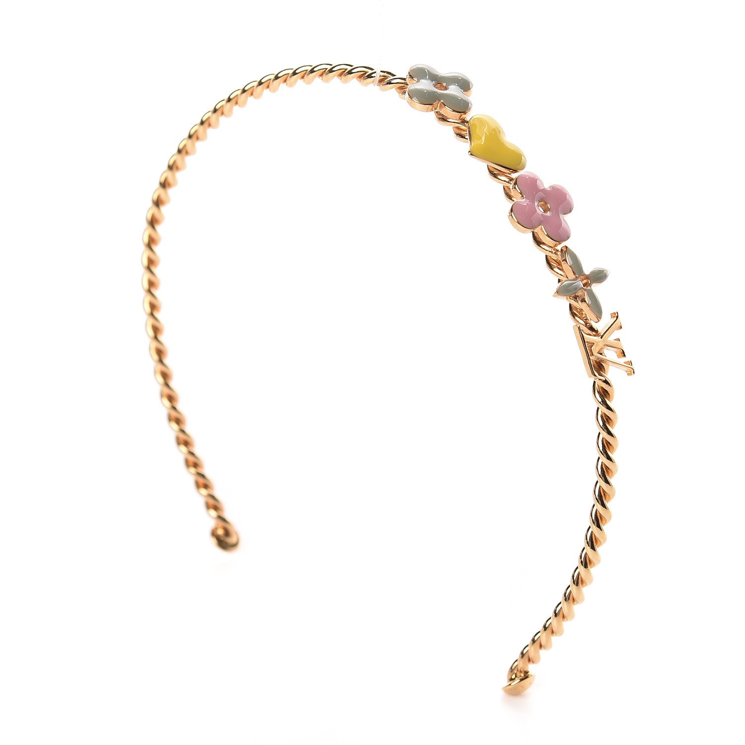 Louis Vuitton Brass Enamel Monogram Sweet Headband Gold 1 of 4