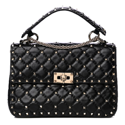Valentino Garavani Lambskin Medium Rockstud Spike Shoulder Bag Black 1 of 12
