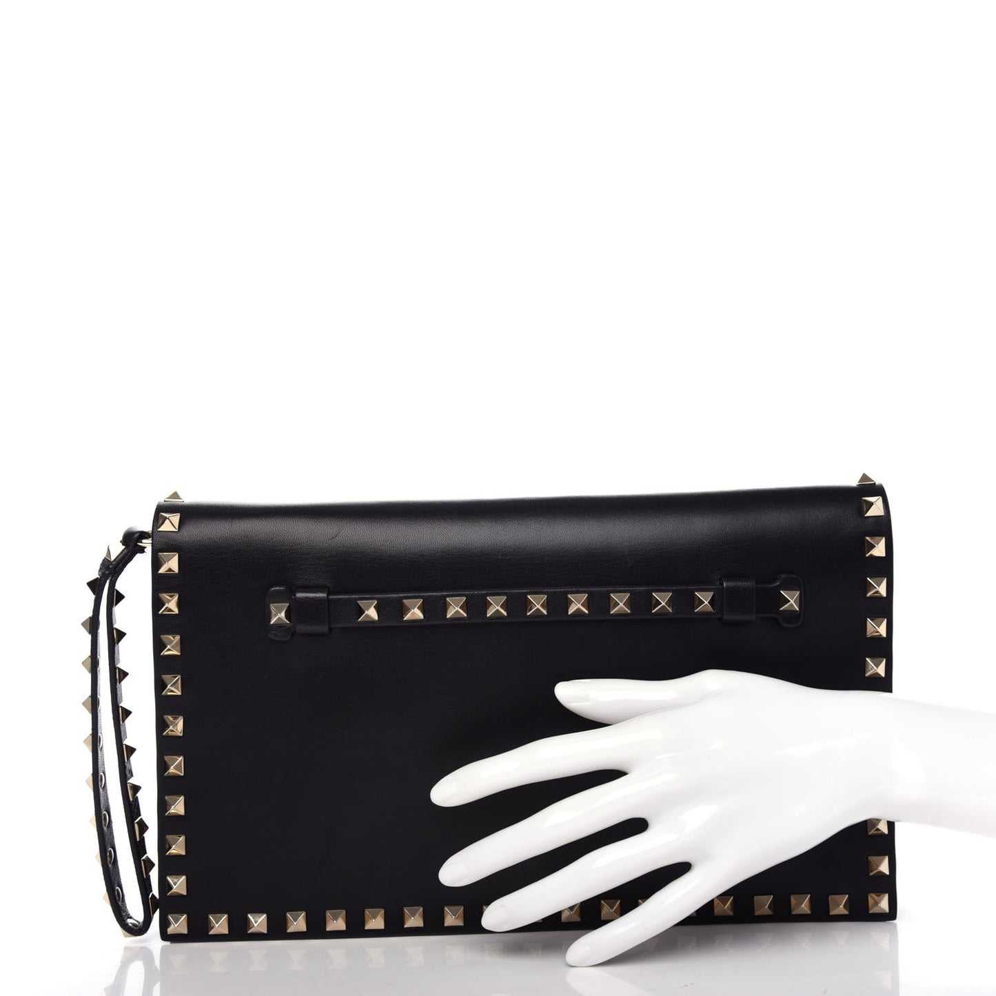 Nappa Rockstud Wristlet Clutch Black