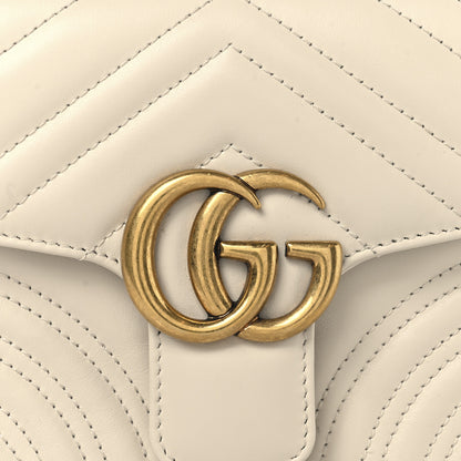 Gucci Calfskin Matelasse Mini GG Marmont Top Handle Shoulder Bag White 8 of 11