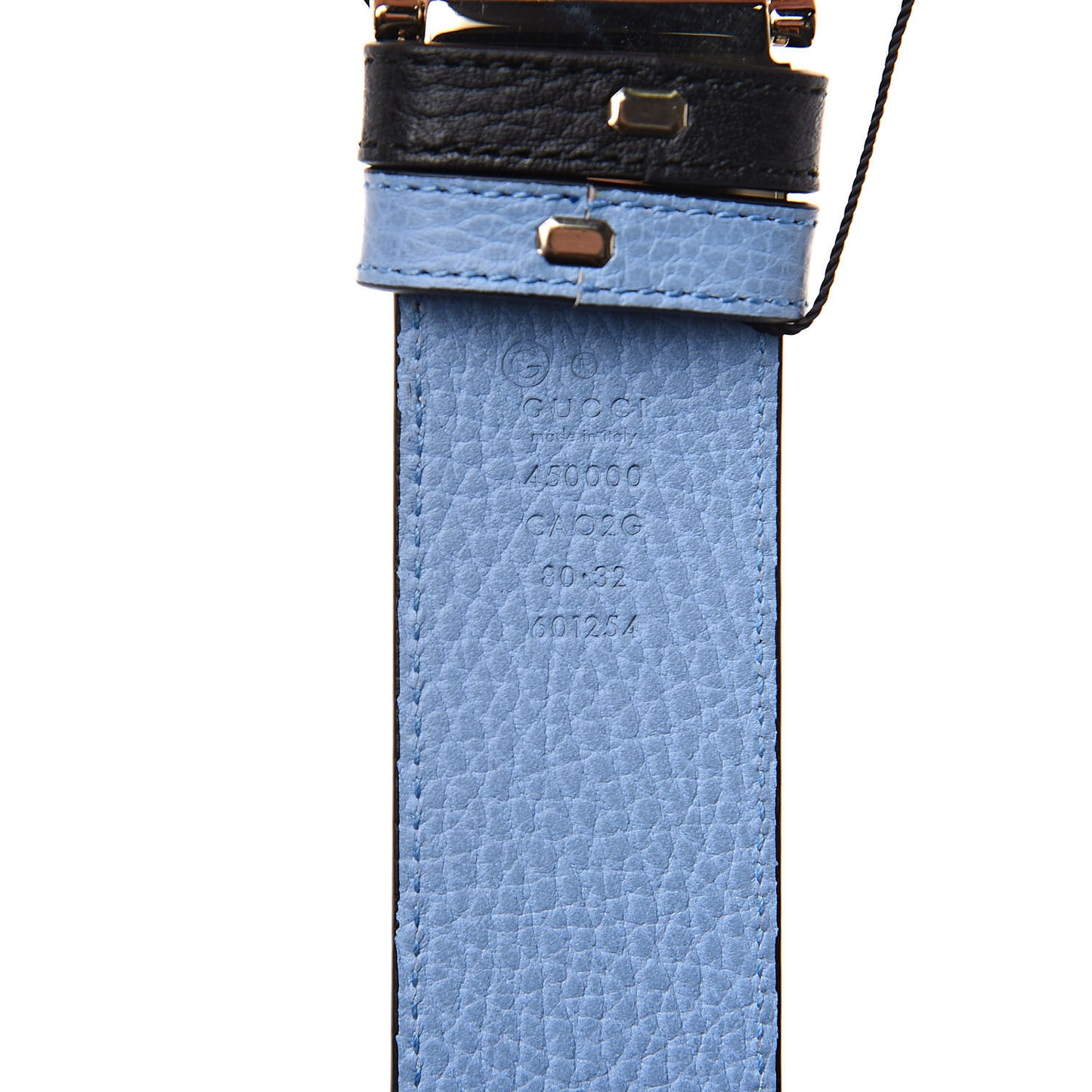 Dollar Calfskin 1973 Reversible Belt 80 32 Black Mineral Blue