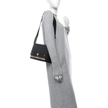 Burberry Grainy Calfskin Vintage Check Note Crossbody Bag Black 2 of 10