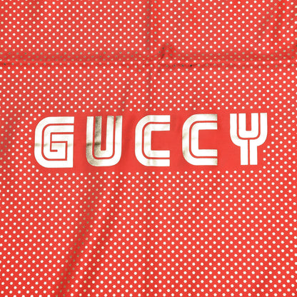 Gucci X SEGA Silk GUCCY Stars Print Square Scarf Flame Red Gold 3 of 5