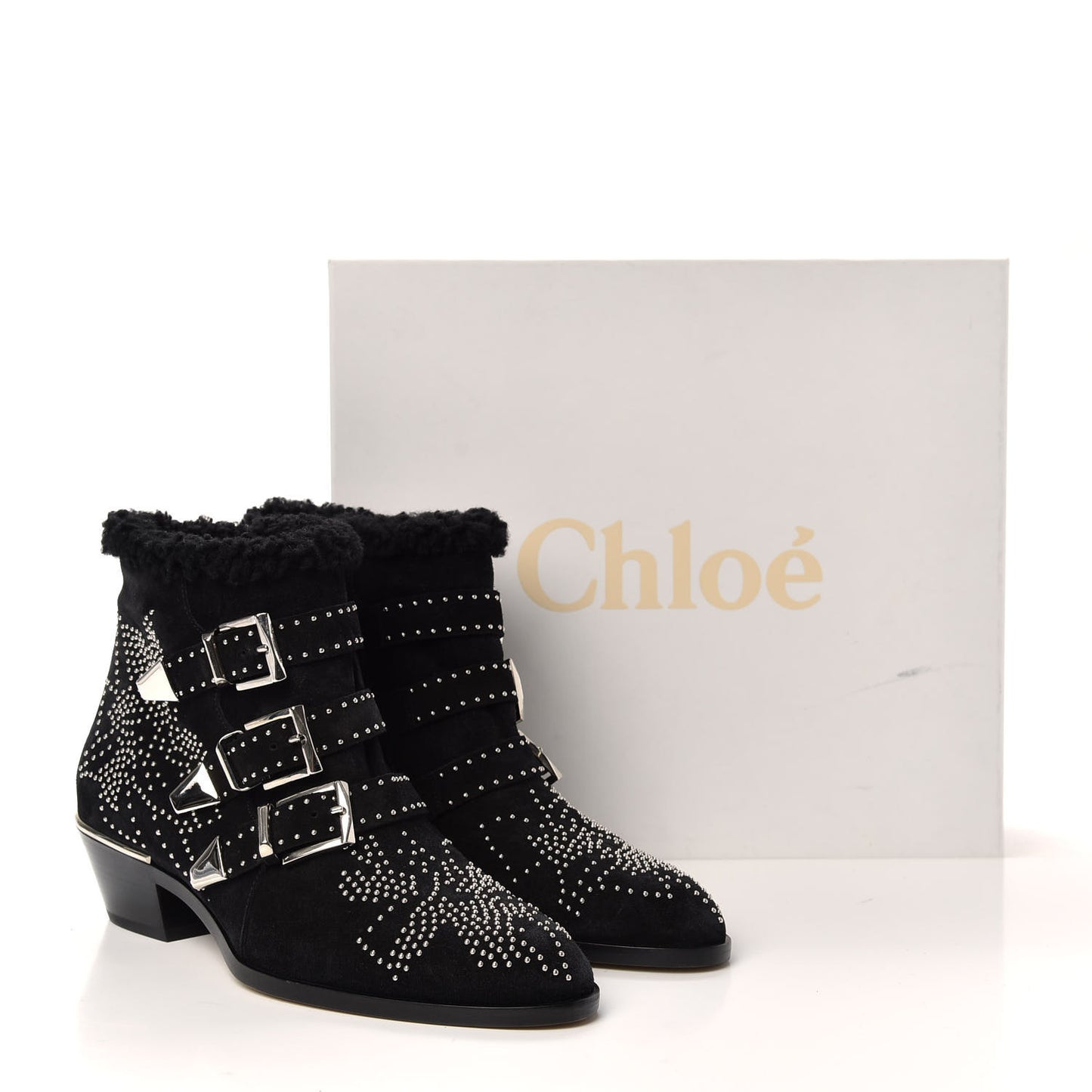 Shearling Studded Susanna Ankle Boots 38 Black