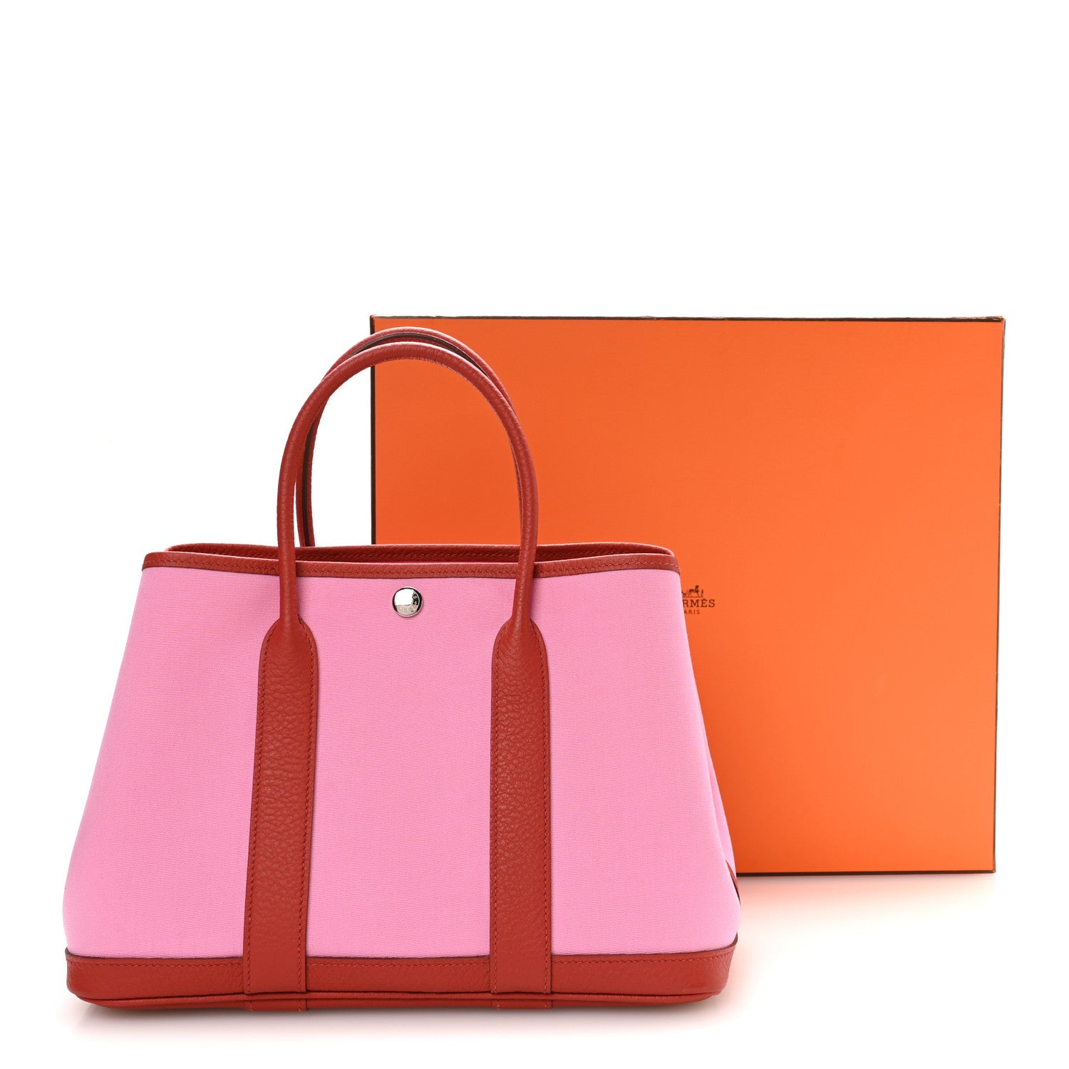 Hermes Toile Militaire Vache Country Garden Party Tote 30 Bubblegum Rouge Duchesse 11 of 11