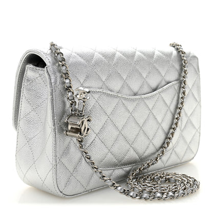 Chanel Metallic Caviar Quilted Medium CC Slide Flap Silver Silver 3 of 11