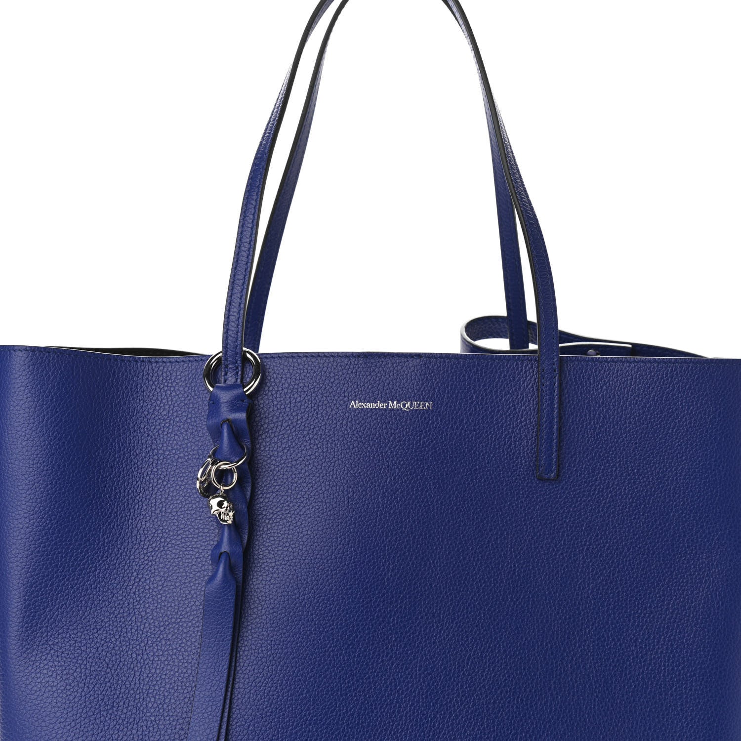 Alexander McQueen Grained Calfskin Skull Open Shopper Tote Ultramarine 8 of 10