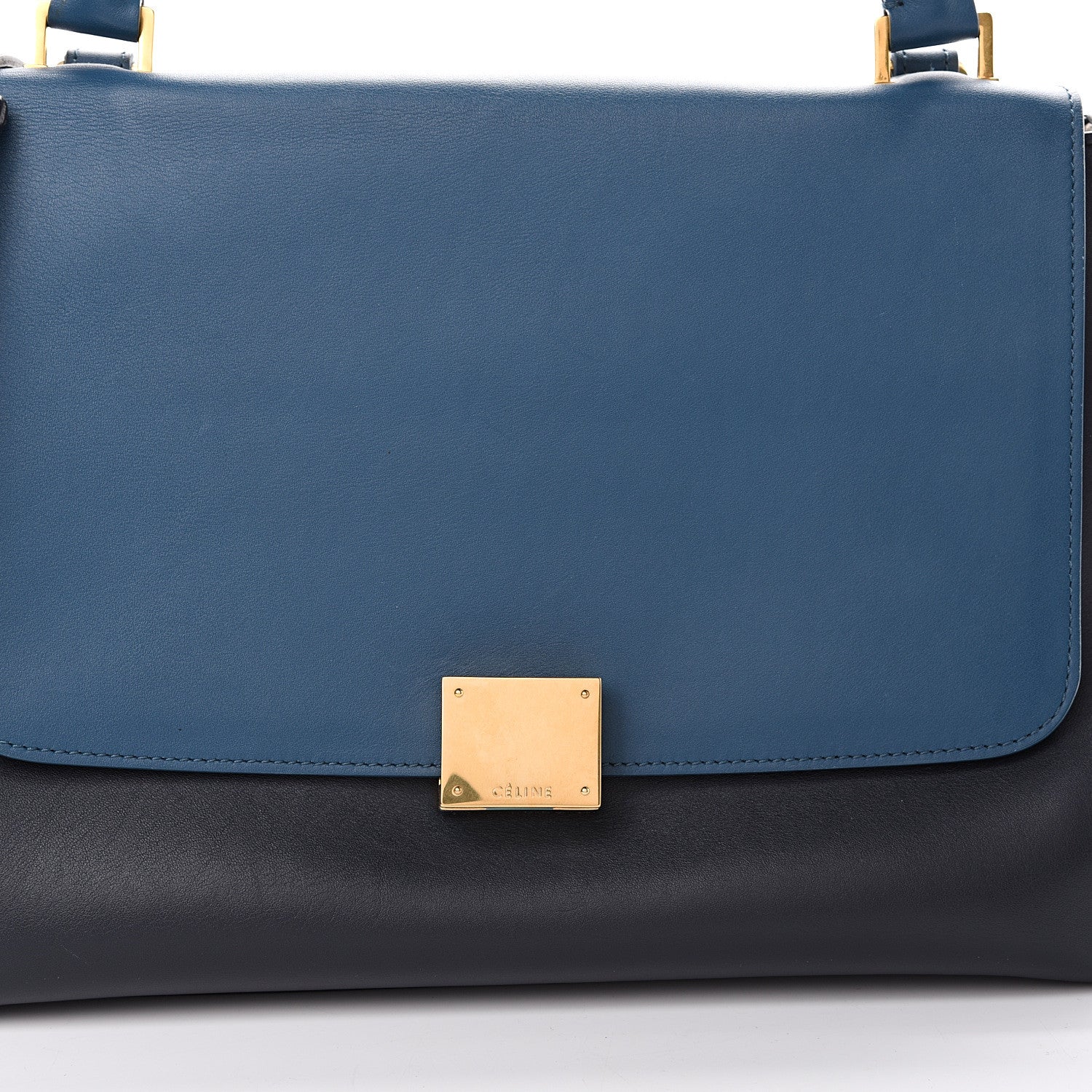 Celine Smooth Calfskin Medium Tri-Color Trapeze Metallic Blue 8 of 15