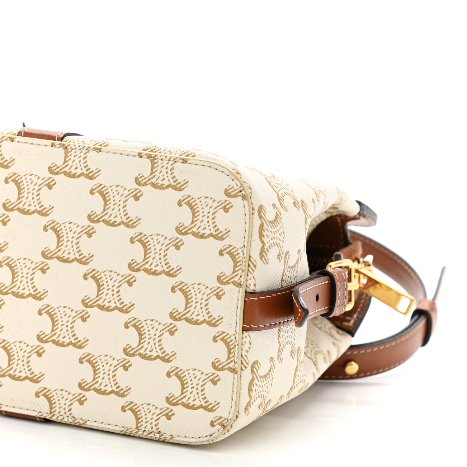 Celine Calfskin Canvas Triomphe Teen Cabas De France White 10 of 10
